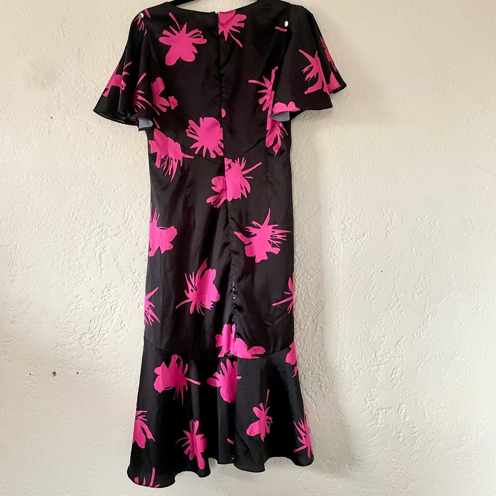 Prabal Gurung Midi Dress Tulip Floral Print V-Neck Flutter Short Sleeve sz 6 - Picture 9 of 11